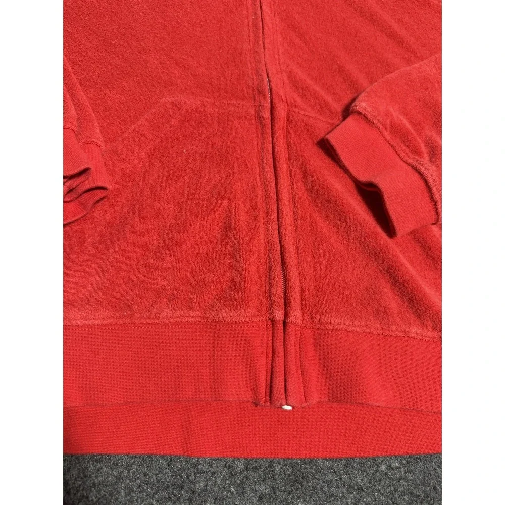 Nike XL‎ Red Velour Terry Cloth Full Zip Hoodie Sweatshirt Kids Size 18-20 Y2K